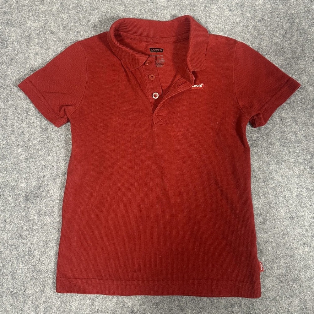 Levi's Pique‎ Polo Shirt Size 6 Red Cotton Short Sleeve Logo
